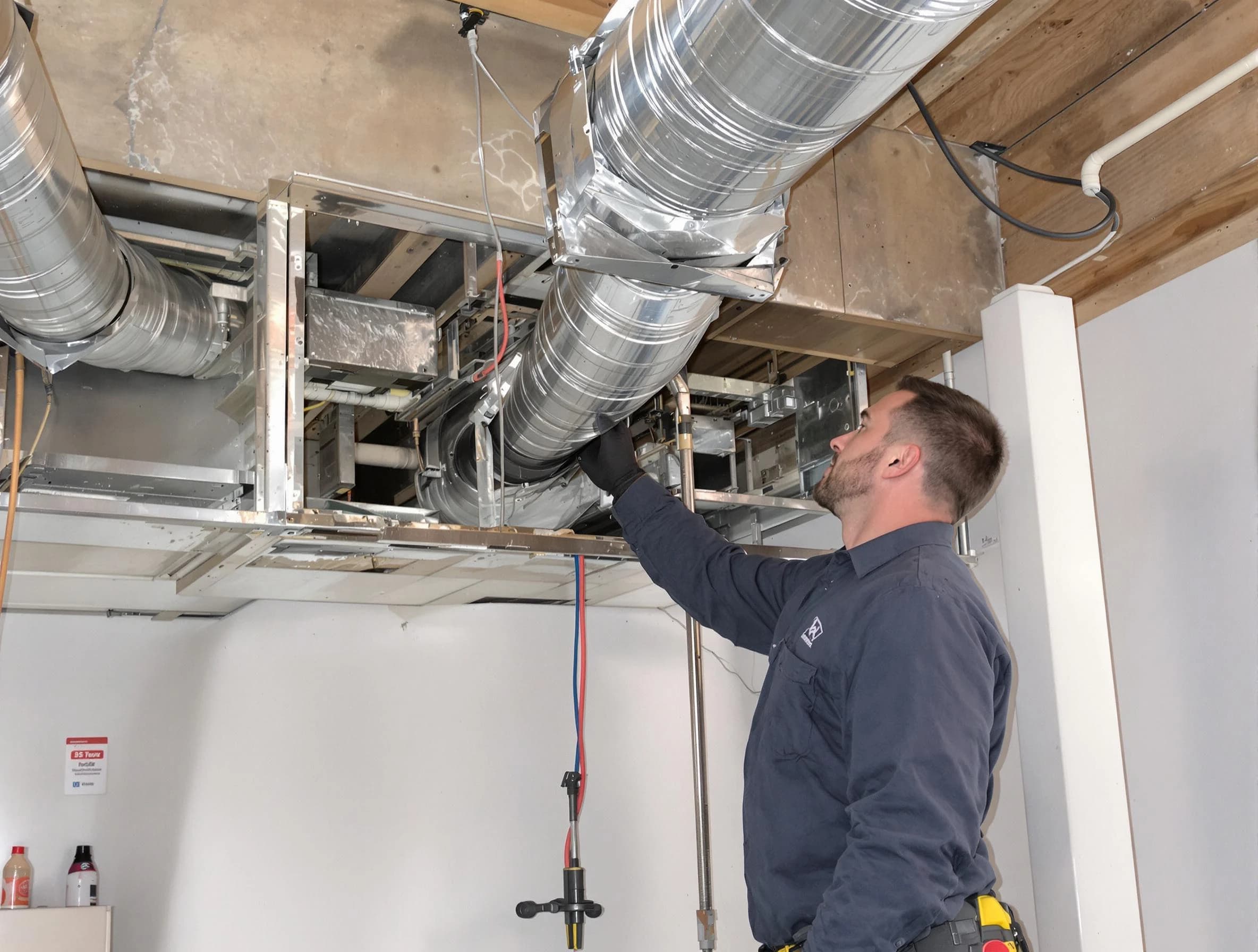 Four Square Mile Air Duct Cleaning technician performing professional air duct repair using specialized tools in Four Square Mile