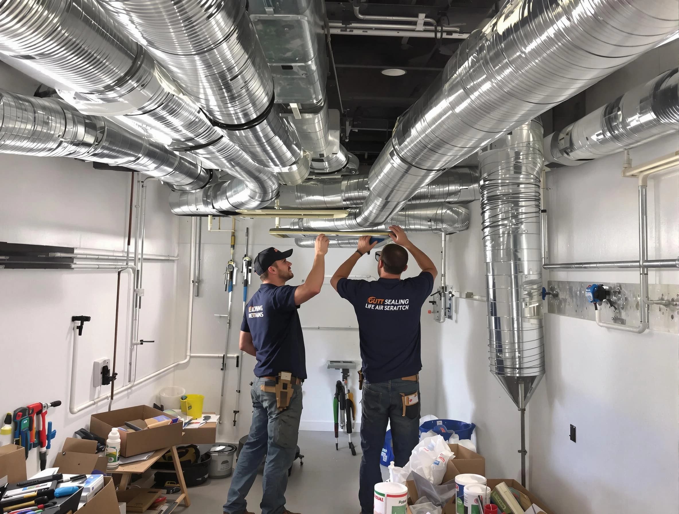 Four Square Mile Air Duct Cleaning technician applying professional duct sealing solutions in Four Square Mile