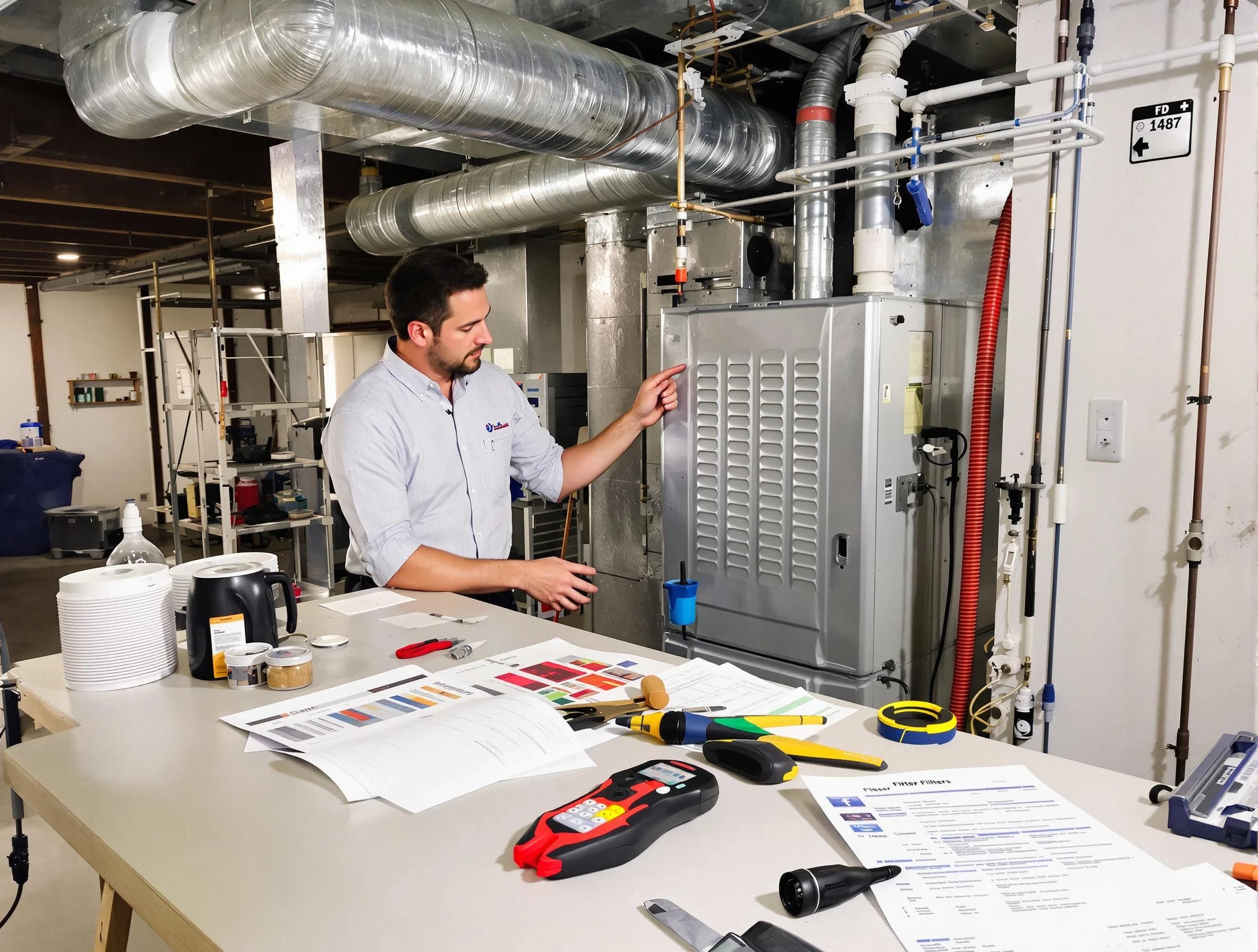 Four Square Mile Air Duct Cleaning inspector conducting detailed filter system evaluation using professional diagnostic tools in Four Square Mile