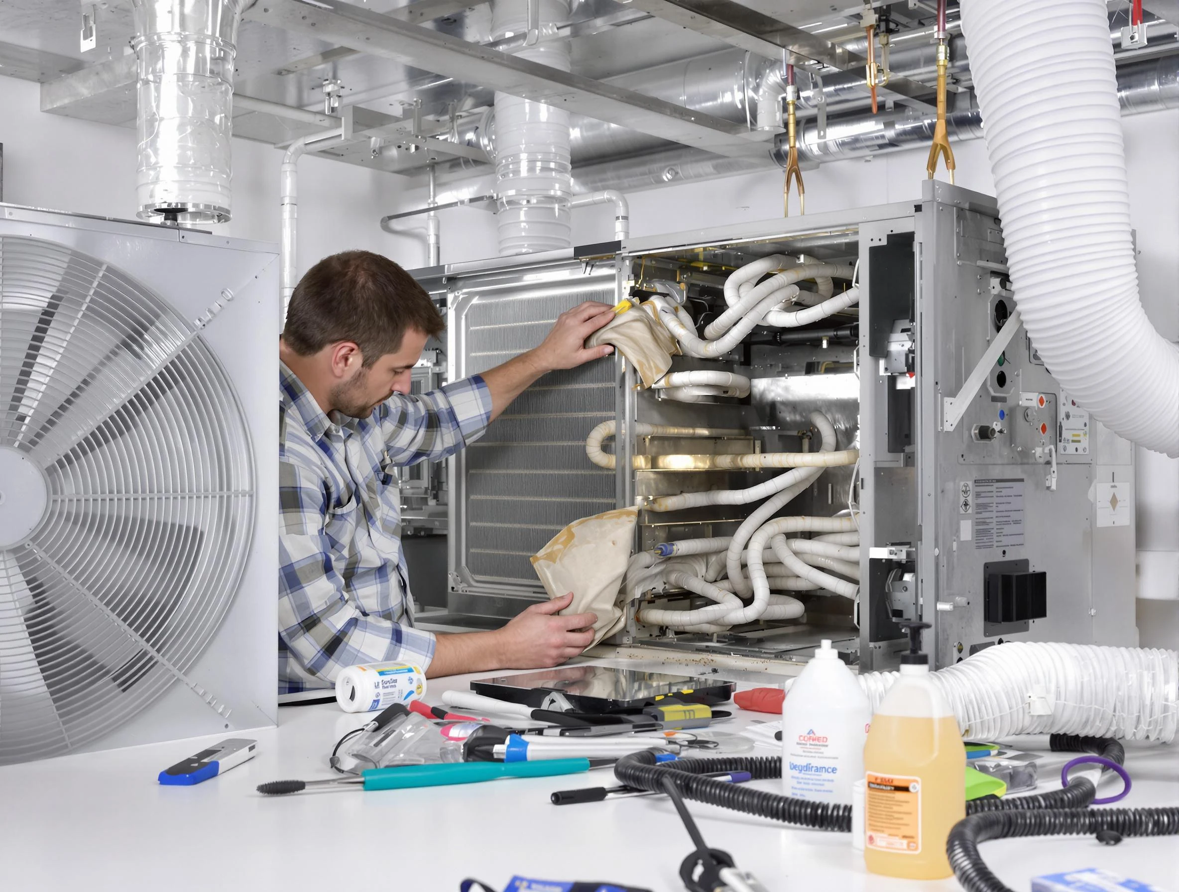 Four Square Mile Air Duct Cleaning specialist performing precision AC coil cleaning in Four Square Mile