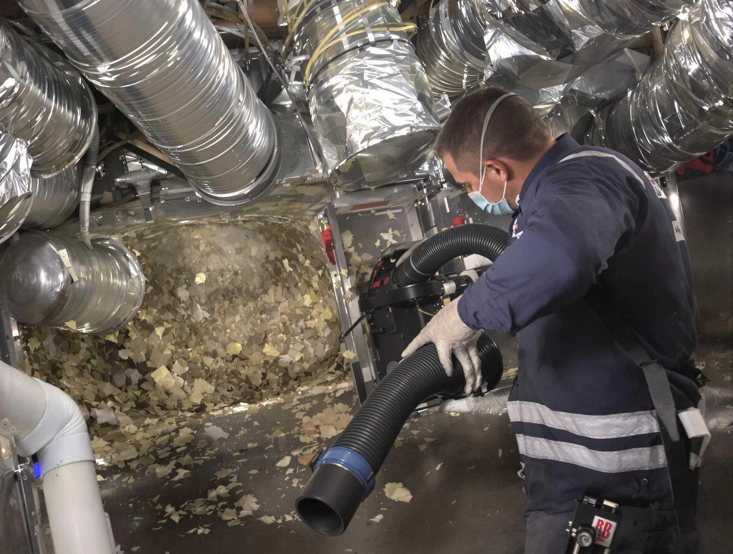 Four Square Mile Air Duct Cleaning specialist operating negative pressure cleaning equipment for thorough duct maintenance in Four Square Mile